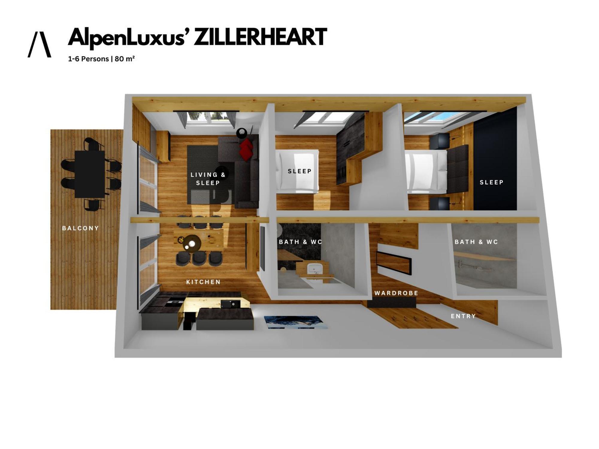 Zillerheart - Balcony Und Car Park By Alpenluxus Appartements フューゲン エクステリア 写真